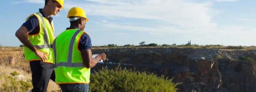 Surveyors working at mining site