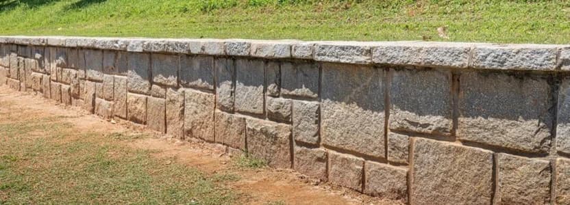 Stone wall, landscaping feature