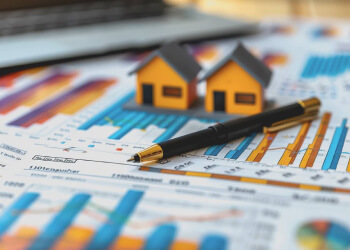 Houses on charts with pen